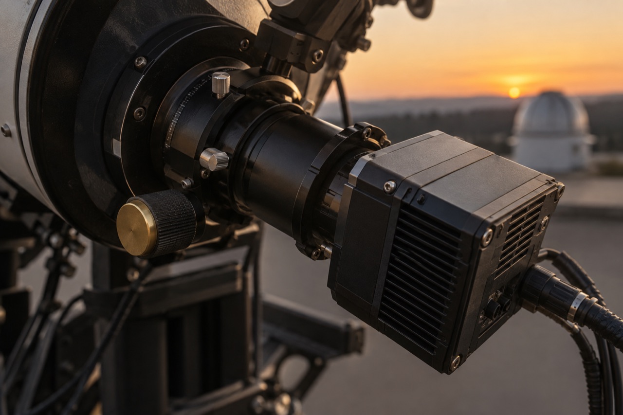 Illustrative close-up of a telescope camera