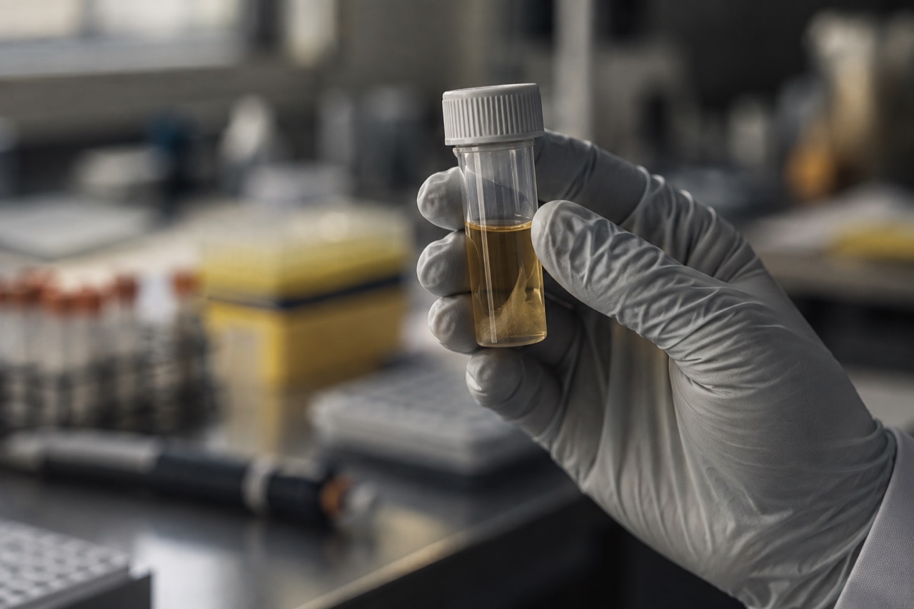 Illustrative close-up of a laboratory specimen vial