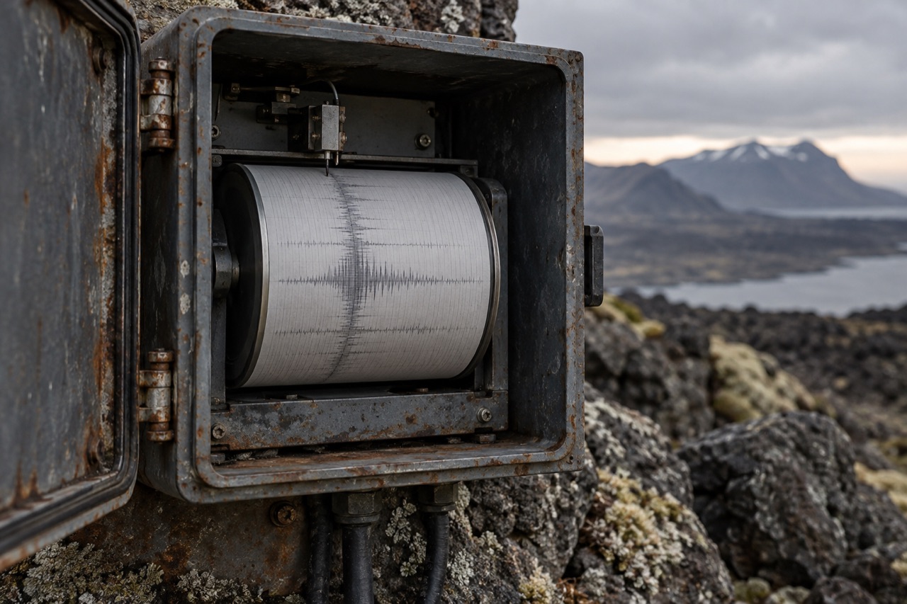Illustrative close-up of a seismometer