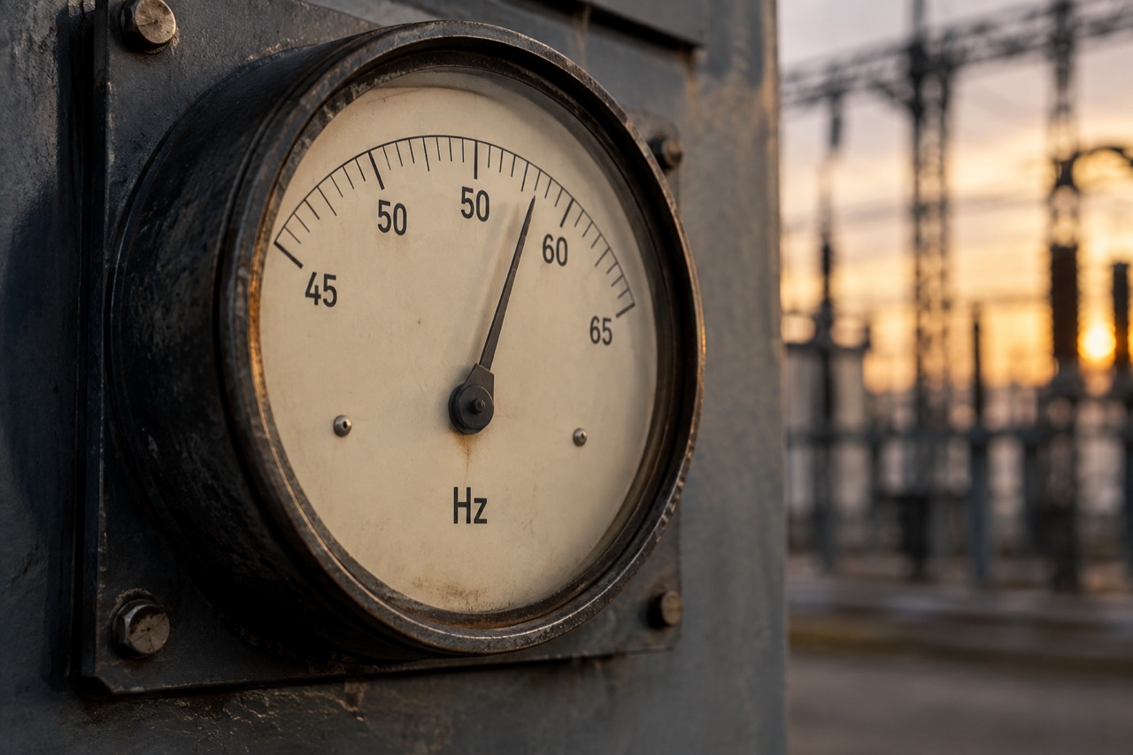 Illustrative close-up of an electrical grid meter